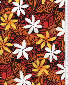 Polynesian fabric TIARE Red - Tissushop